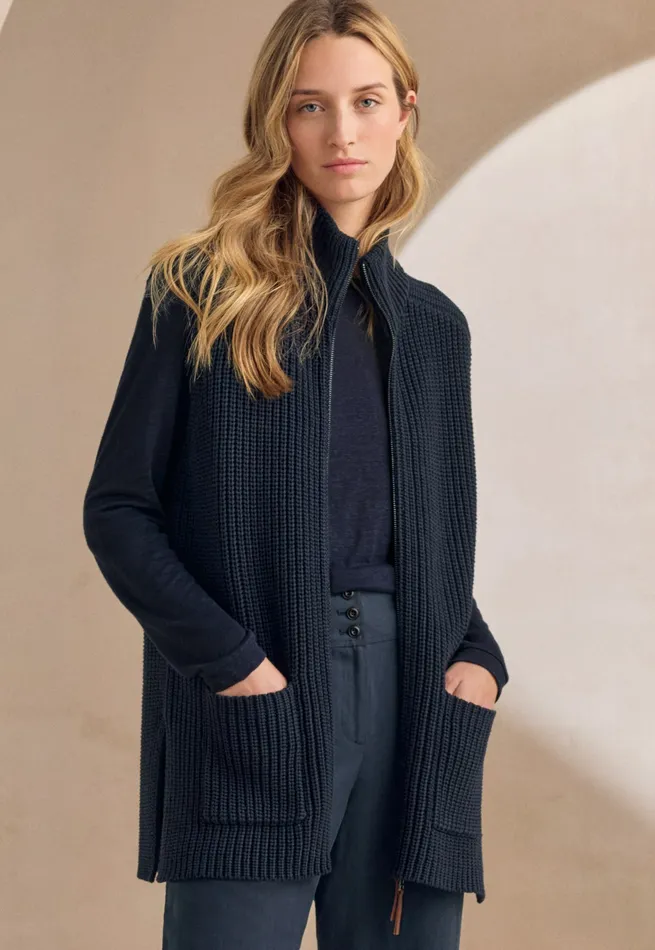 Poetry Fashion Cardigans Women Zipfront Gilet Blue Black