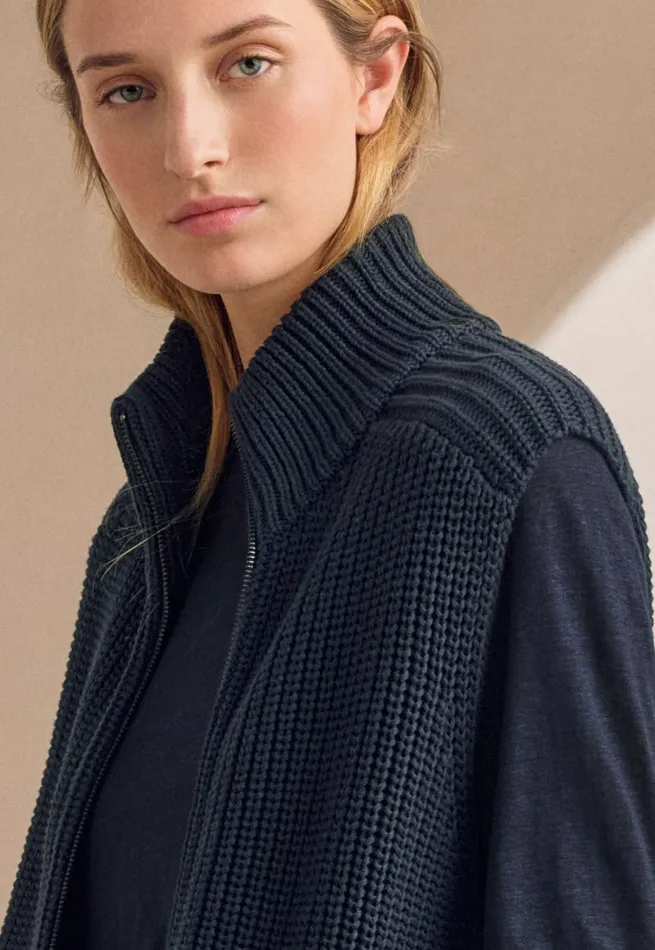 Poetry Fashion Cardigans Women Zipfront Gilet Blue Black