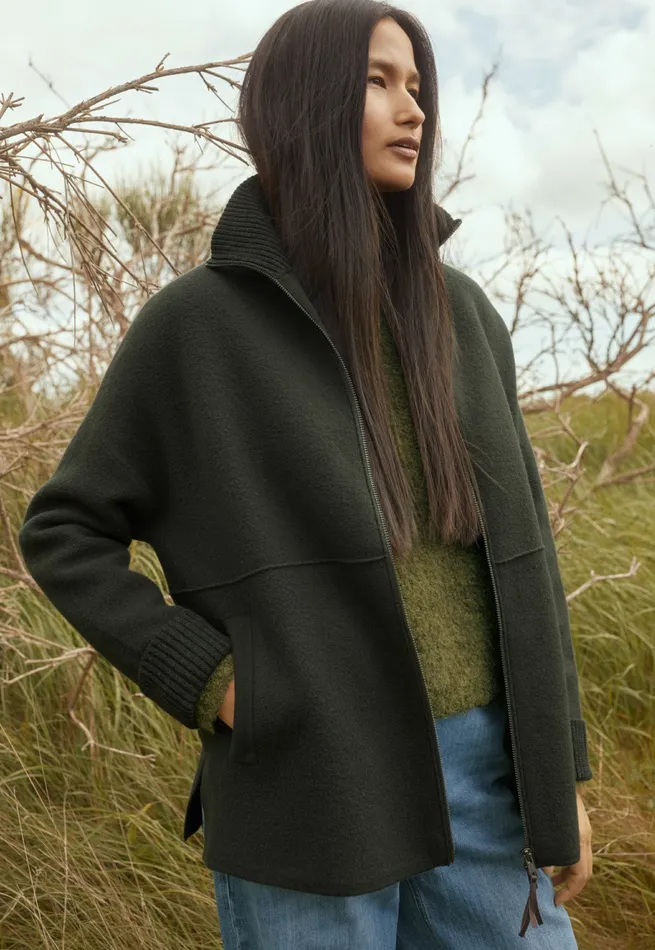 Poetry Fashion Cardigans Women Zipfront Knitted Jacket Dark Forest