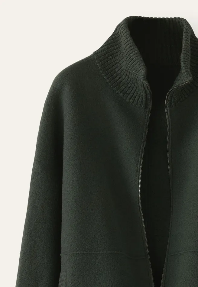 Poetry Fashion Cardigans Women Zipfront Knitted Jacket Dark Forest