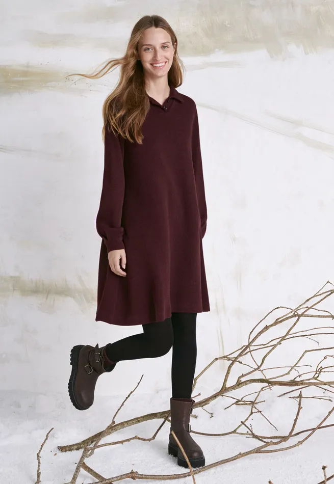 Poetry Fashion Dresses and Skirts Women Buttonneck Dress Aubergine
