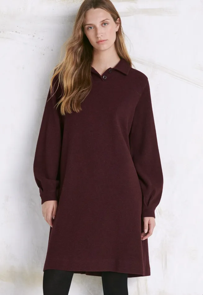 Poetry Fashion Dresses and Skirts Women Buttonneck Dress Aubergine