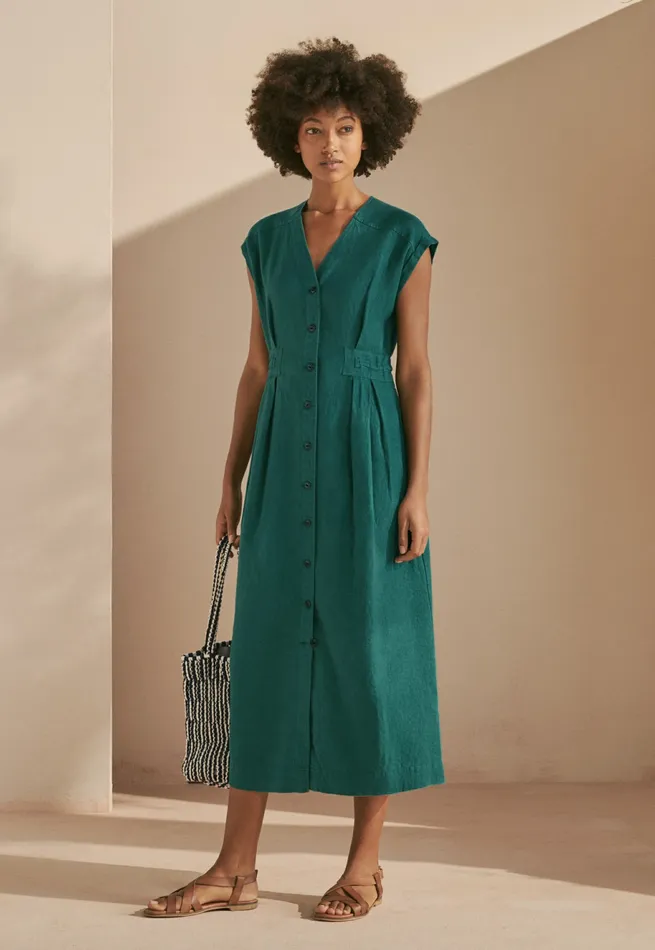 Poetry Fashion Dresses and Skirts Women Buttonthrough Dress Bottle Green
