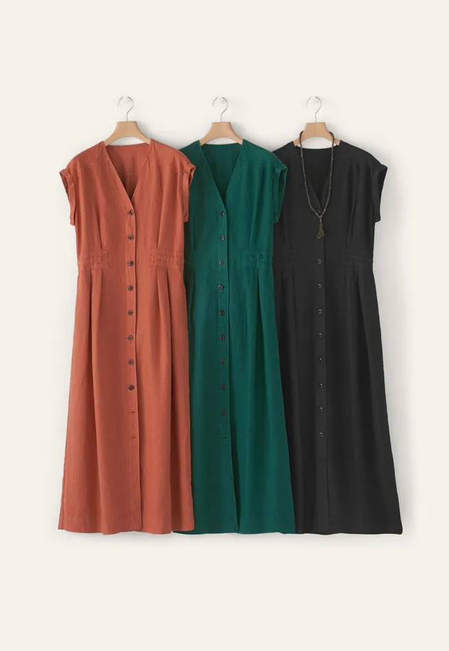 Poetry Fashion Dresses and Skirts Women Buttonthrough Dress Bottle Green