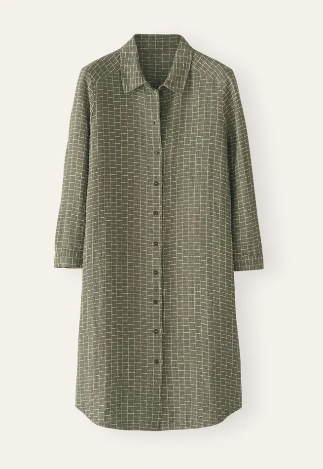 Poetry Fashion Dresses and Skirts Women Checked Shirtdress Soft Khaki