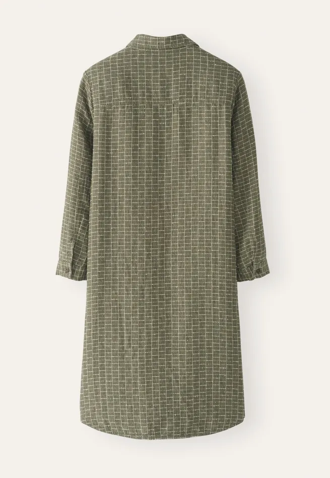 Poetry Fashion Dresses and Skirts Women Checked Shirtdress Soft Khaki