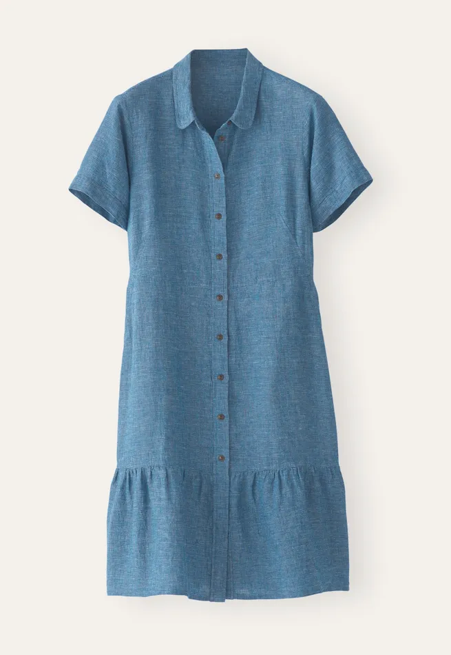 Poetry Fashion Dresses and Skirts Women Gathered Hemseam Dress Aqua Navy
