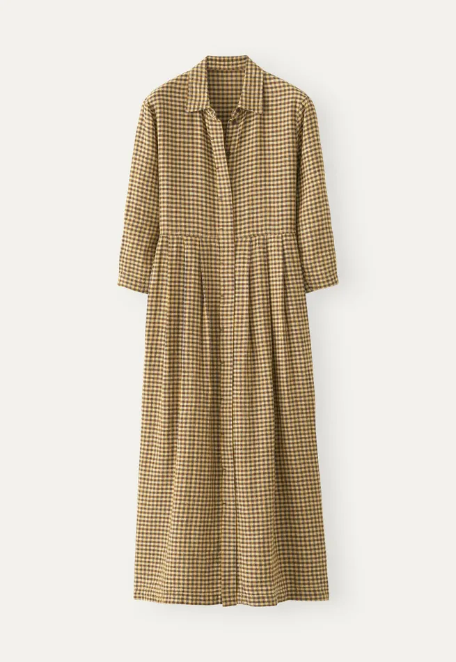 Poetry Fashion Dresses and Skirts Women Gingham Checked Dress Ochre Brown
