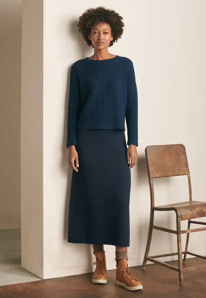 Poetry Fashion Dresses and Skirts Women Knitted Skirt Blue Black