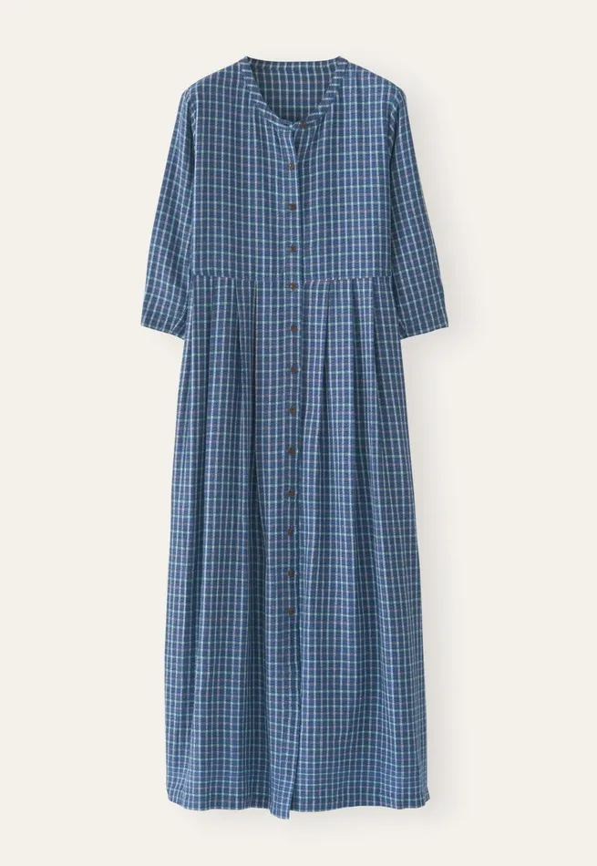 Poetry Fashion Dresses and Skirts Women Long Checked Dress Navy Aqua