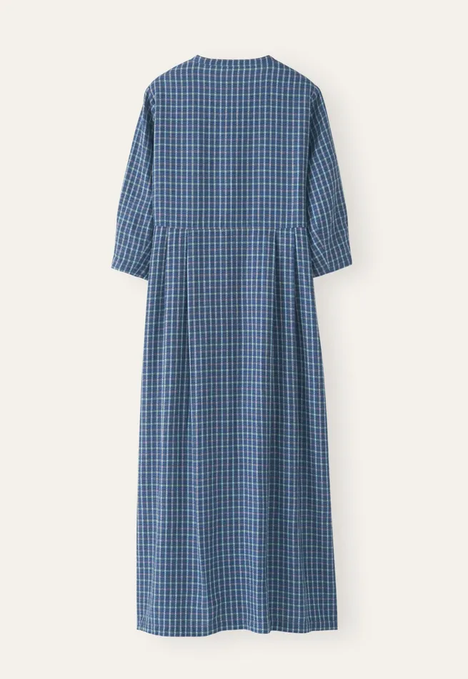 Poetry Fashion Dresses and Skirts Women Long Checked Dress Navy Aqua