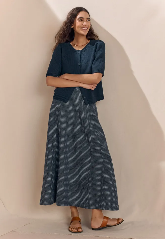 Poetry Fashion Dresses and Skirts Women Long Godet Skirt Soft Indigo