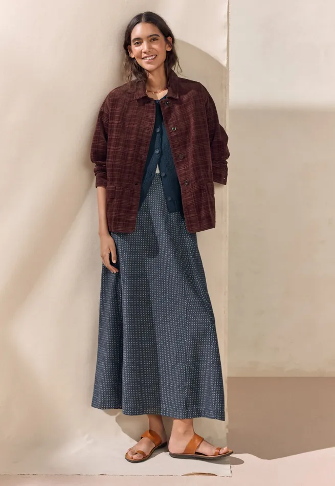 Poetry Fashion Dresses and Skirts Women Long Godet Skirt Soft Indigo