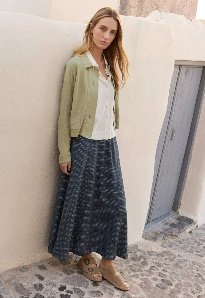 Poetry Fashion Dresses and Skirts Women Long Godet Skirt Soft Indigo