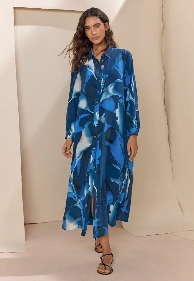 Poetry Fashion Dresses and Skirts Women Long Printed Dress Midnight Shell