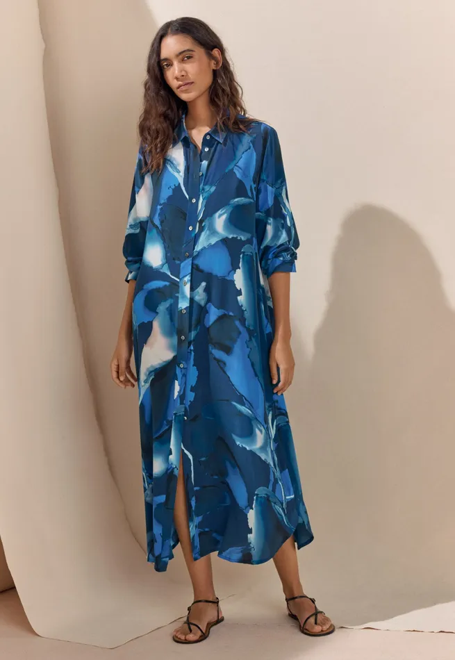 Poetry Fashion Dresses and Skirts Women Long Printed Dress Midnight Shell