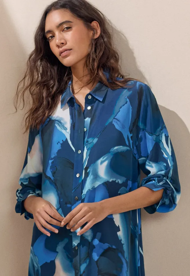 Poetry Fashion Dresses and Skirts Women Long Printed Dress Midnight Shell
