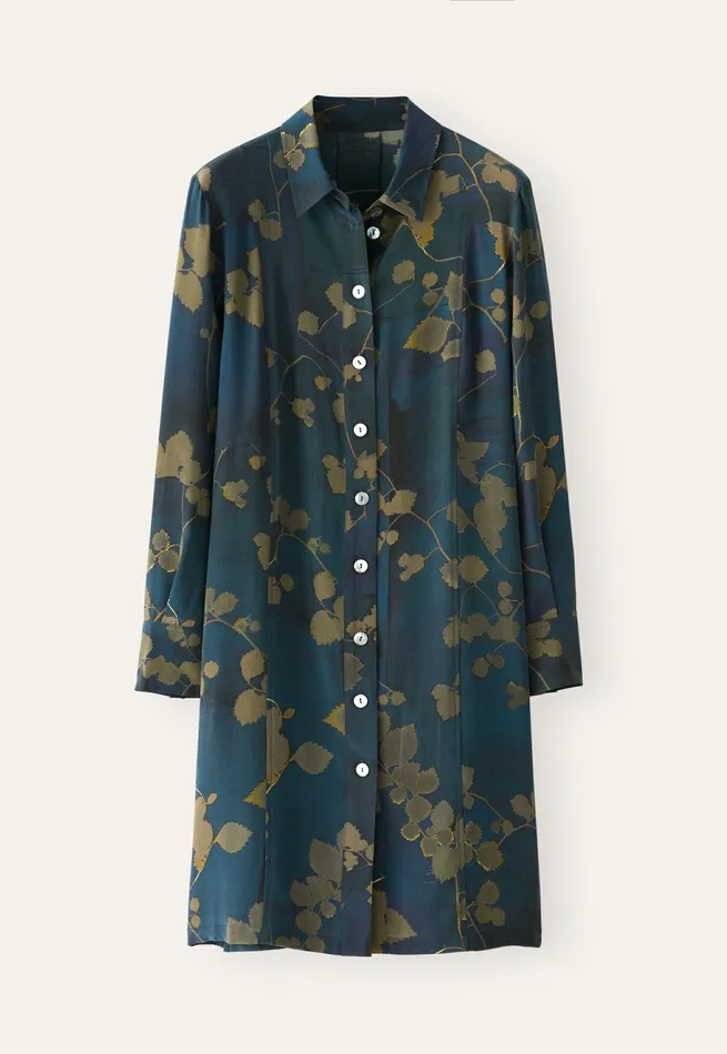 Poetry Fashion Dresses and Skirts Women Printed Shirtdress Dark Teal