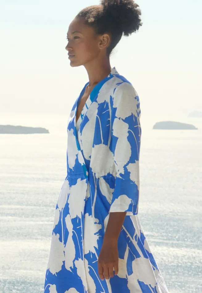 Poetry Fashion Dresses and Skirts Women Printed Wrapdress Marine White