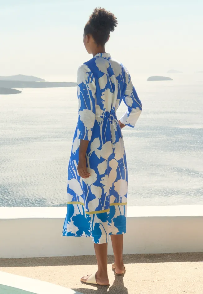 Poetry Fashion Dresses and Skirts Women Printed Wrapdress Marine White