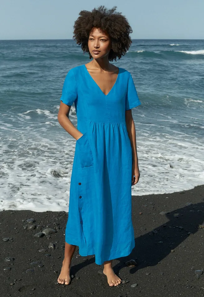 Poetry Fashion Dresses and Skirts Women Shortsleeve Vneck Dress Peacock