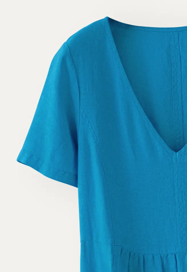 Poetry Fashion Dresses and Skirts Women Shortsleeve Vneck Dress Peacock