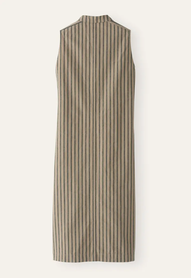 Poetry Fashion Dresses and Skirts Women Sleeveless Striped Dress Fawn Grey