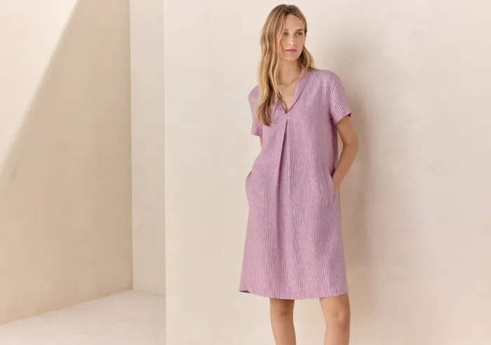 Poetry Fashion Dresses and Skirts Women Striped Aline Dress Peony Pink
