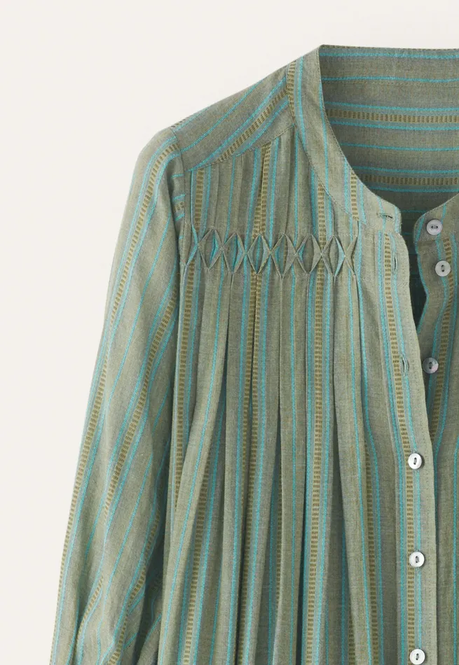 Poetry Fashion Dresses and Skirts Women Striped Maxilength Dress Pine Green