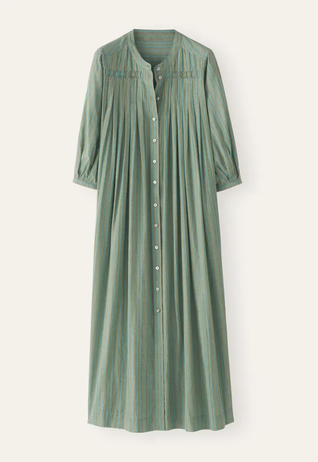 Poetry Fashion Dresses and Skirts Women Striped Maxilength Dress Pine Green