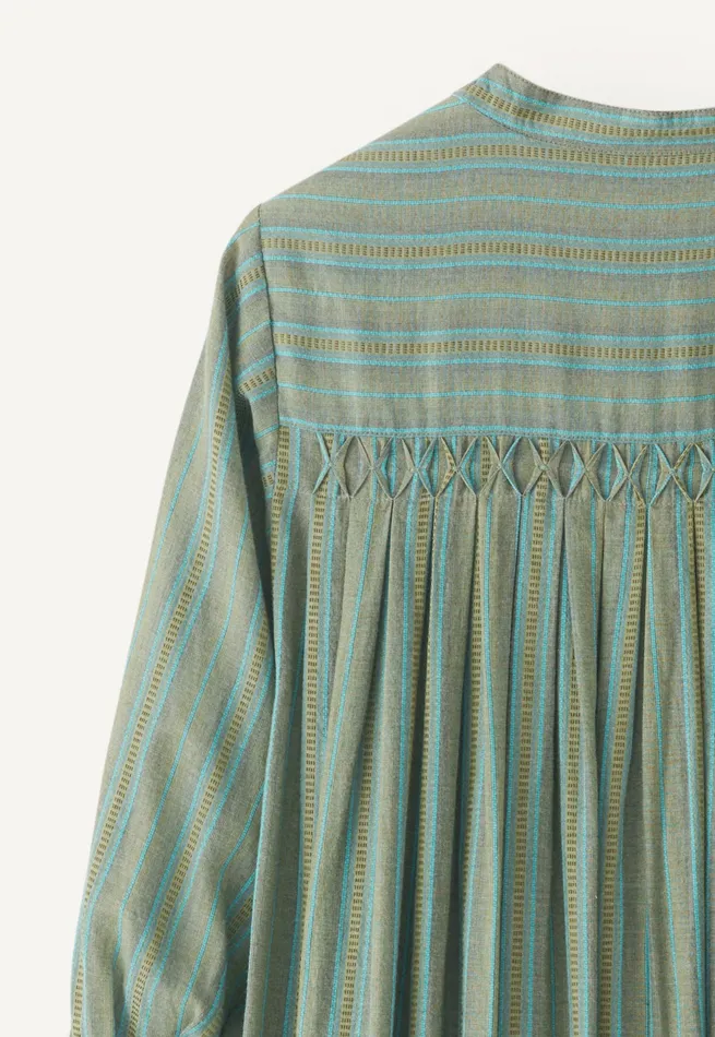 Poetry Fashion Dresses and Skirts Women Striped Maxilength Dress Pine Green