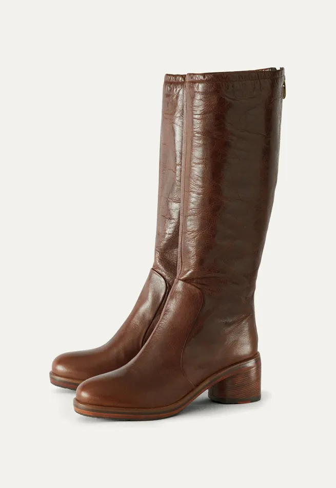 Poetry Fashion Footwear Women Heeled Boots Dark Tan