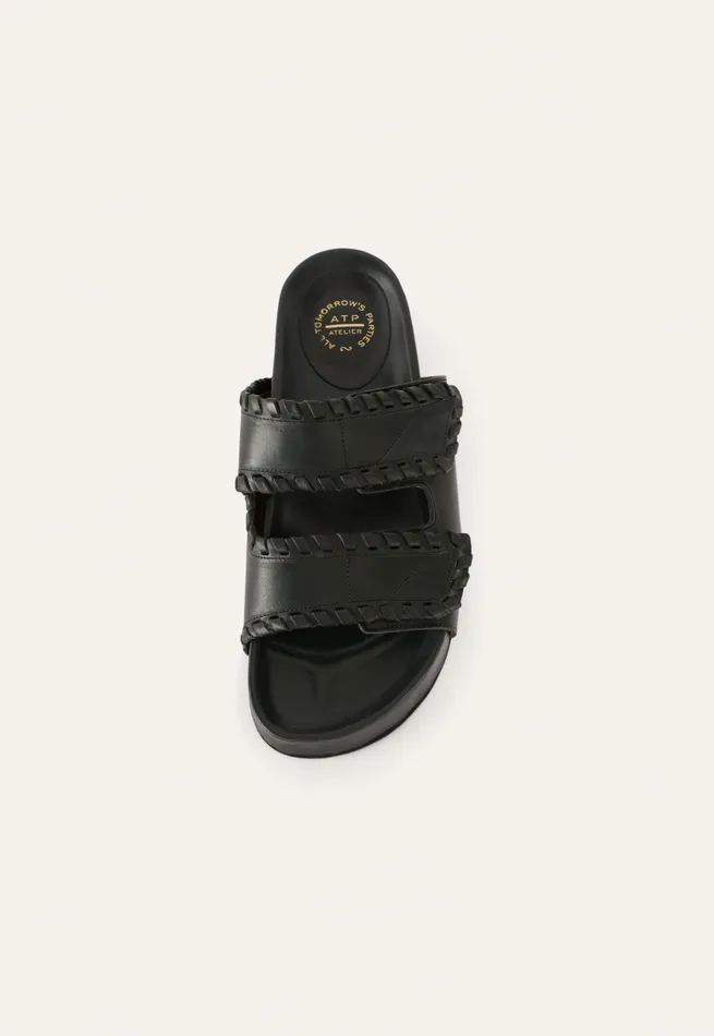Poetry Fashion Footwear Women Velcrostrap Sandals With Whipstitch Black