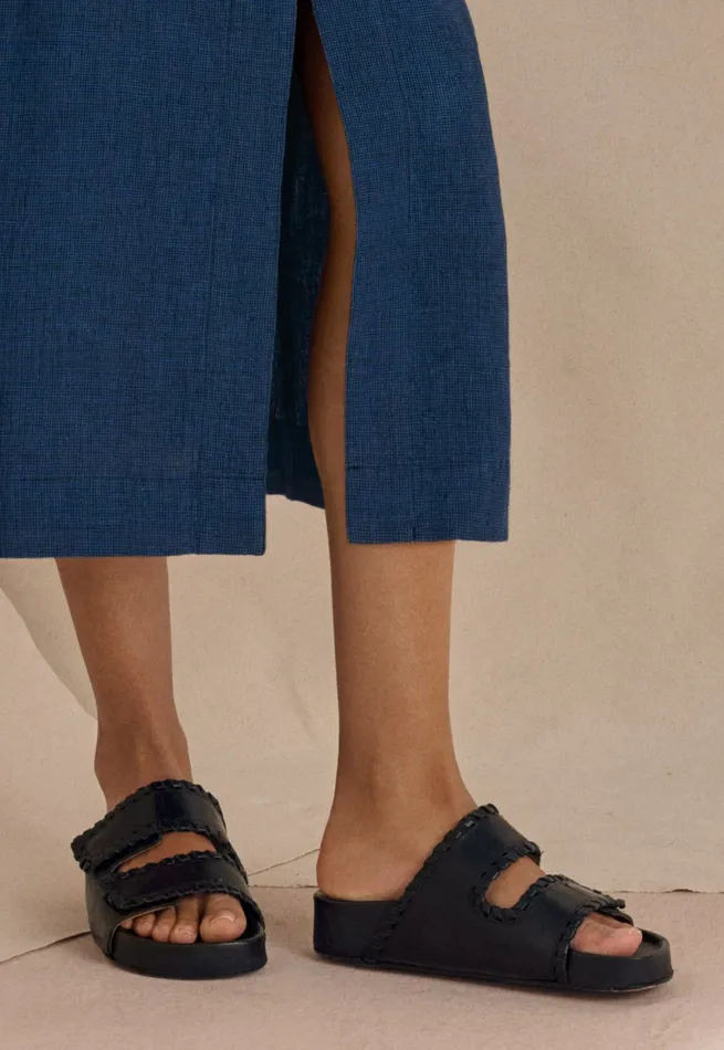 Poetry Fashion Footwear Women Velcrostrap Sandals With Whipstitch Black
