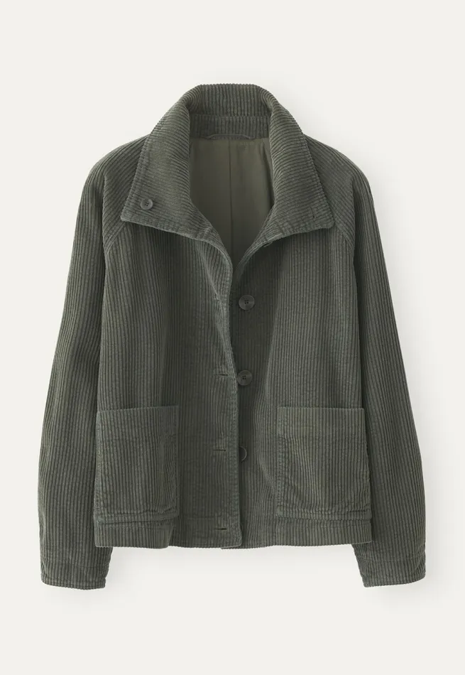 Poetry Fashion Jackets and Coats Women Cord Jacket Dark Sage