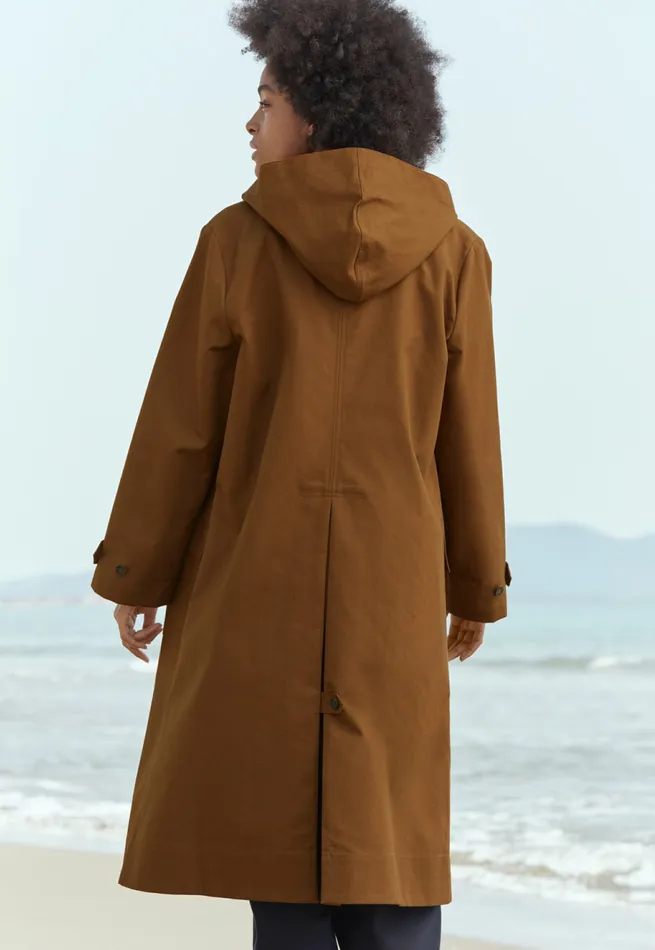 Poetry Fashion Jackets and Coats Women Hooded Trench Coat Toffee