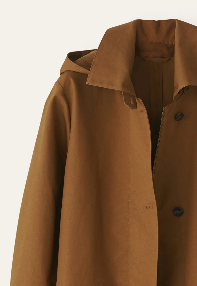 Poetry Fashion Jackets and Coats Women Hooded Trench Coat Toffee
