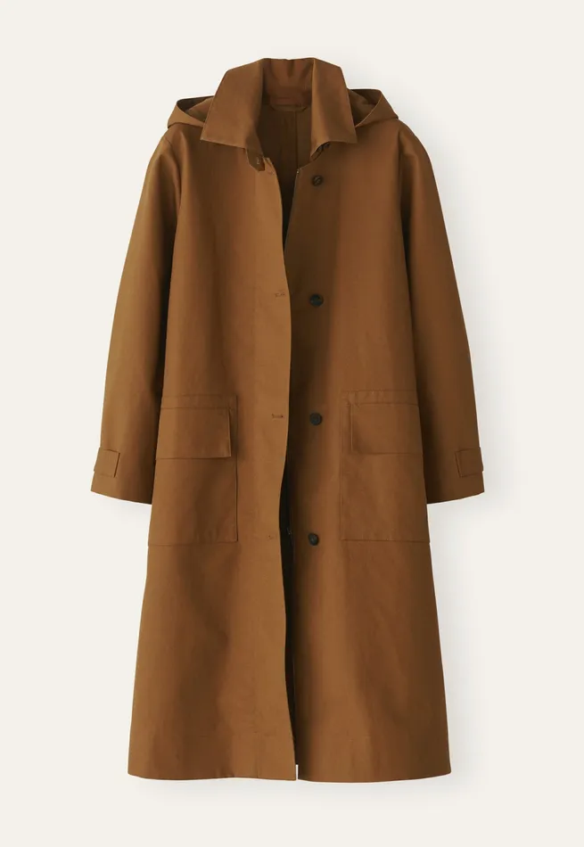 Poetry Fashion Jackets and Coats Women Hooded Trench Coat Toffee