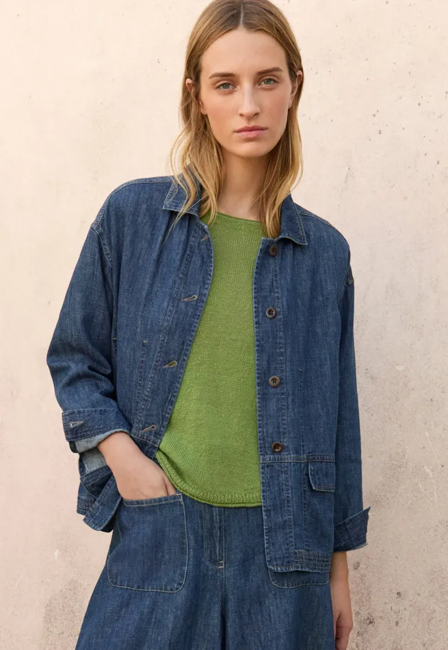 Poetry Fashion Jackets and Coats Women Indigo Boxy Jacket Dark Denim