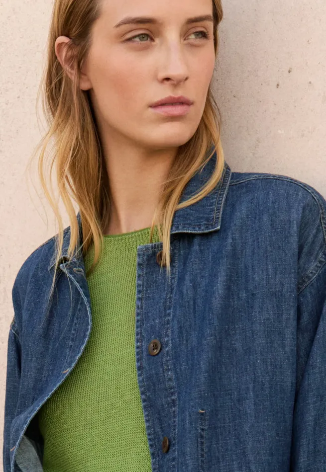 Poetry Fashion Jackets and Coats Women Indigo Boxy Jacket Dark Denim
