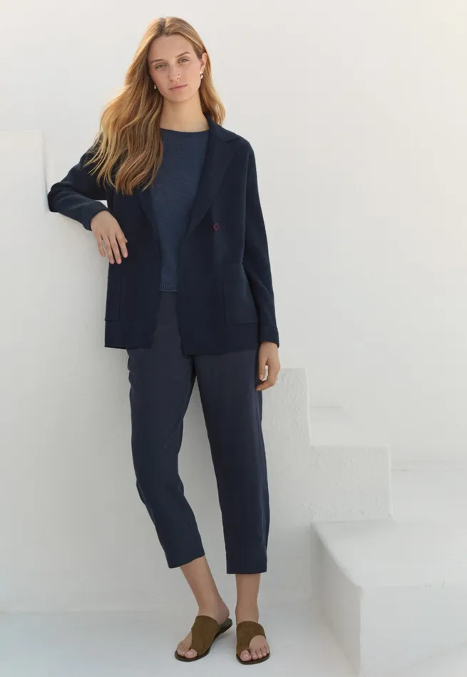 Poetry Fashion Jackets and Coats Women Knitted Blazer Midnight