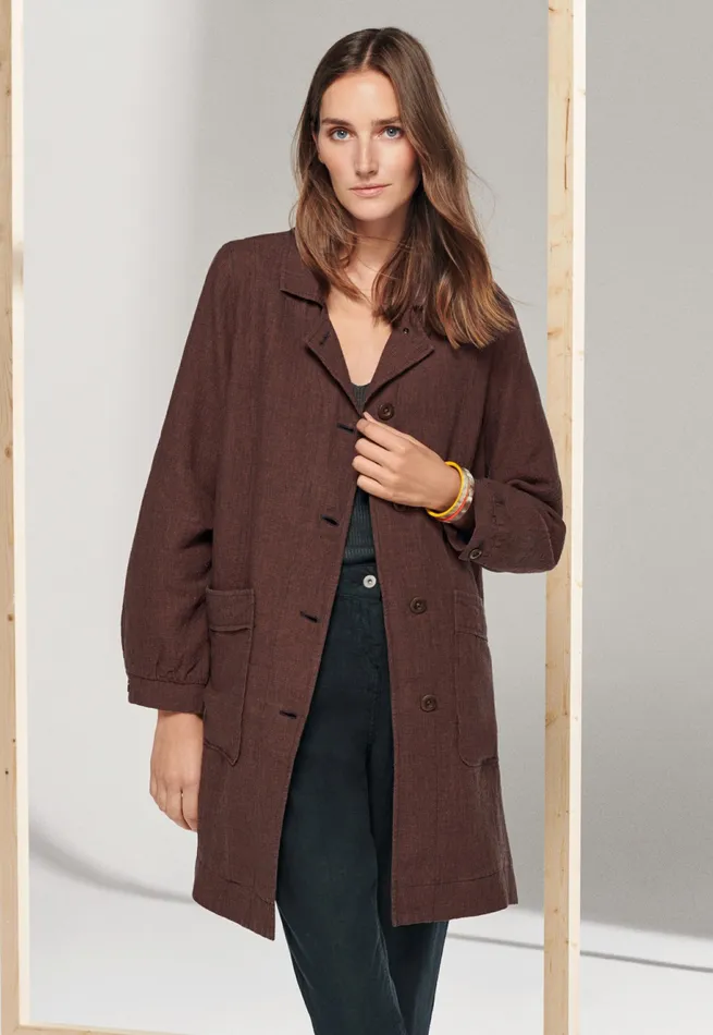 Poetry Fashion Jackets and Coats Women Long Jacket Chocolate Ink