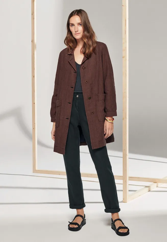 Poetry Fashion Jackets and Coats Women Long Jacket Chocolate Ink