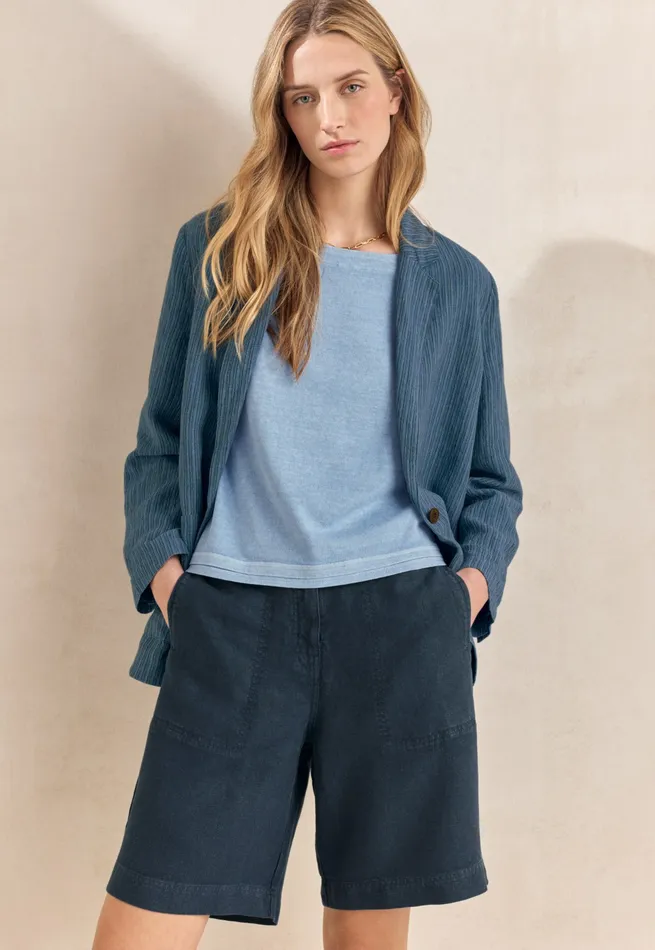 Poetry Fashion Jackets and Coats Women Long Jacket Petrol Blue