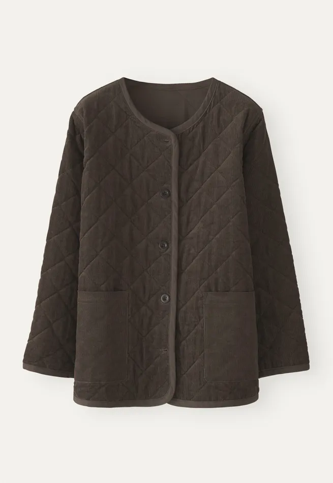 Poetry Fashion Jackets and Coats Women Quilted Cord Jacket Smoke Brown