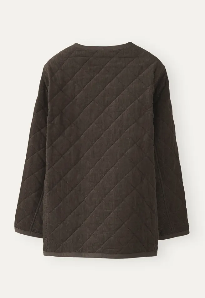 Poetry Fashion Jackets and Coats Women Quilted Cord Jacket Smoke Brown