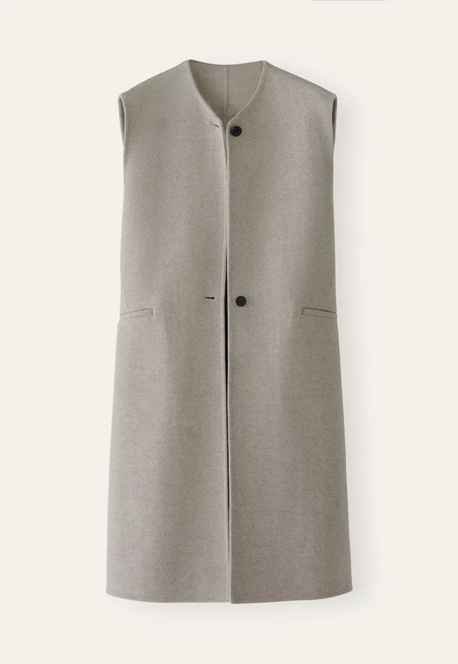 Poetry Fashion Jackets and Coats Women Sleeveless Coat Soft Taupe