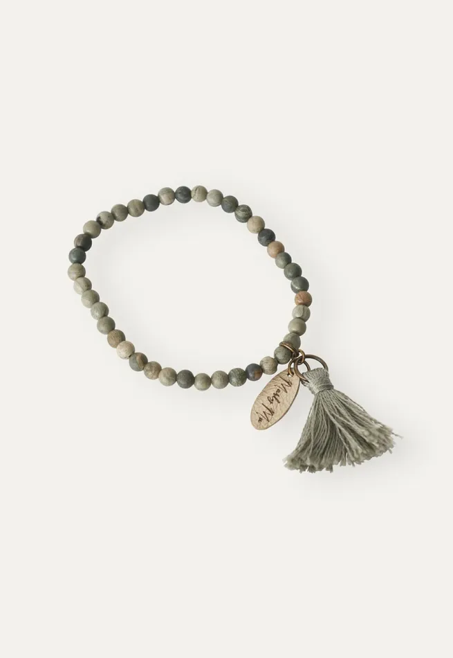 Poetry Fashion Jewellery Women Bead Bracelet Silverleaf Jasper