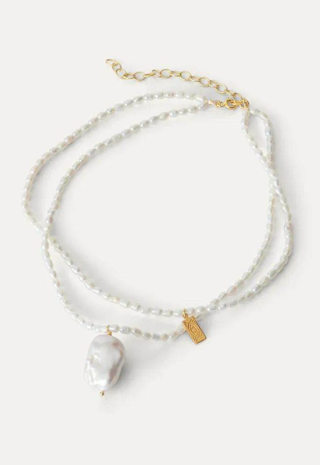 Poetry Fashion Jewellery Women Beaded Necklace Gold Pearl