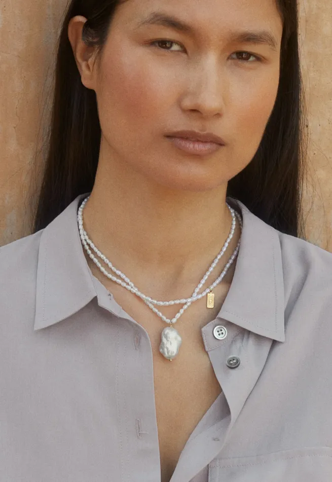 Poetry Fashion Jewellery Women Beaded Necklace Gold Pearl
